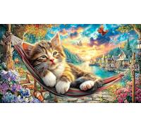 Cat-Watching-Birds-Through-Window-in-Winter Puzzle Adultos 1000 Piezas Papel Reciclado Juego Familiar Desafiante para Adultos y niños de 12 años 38x26/1000pcs