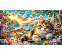 Cat-Watching-Birds-Through-Window-in-Winter Puzzle de 1000 Piezas Reciclado Regalo Divertido Juego Educativo para Adultos Desafiante Idea de Regalo 38x26/1000pcs