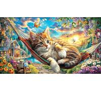 Cat-Watching-Birds-Through-Window-in-Winter Puzzle de 1000 Piezas Reciclado Regalo Divertido Juego Familiar para Adultos y niños de 12 años en adelante 38x26/1000pcs