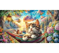 Cat-Watching-Birds-Through-Window-in-Winter Puzzle para Adultos 1000 Piezas Juego Familiar Divertido y desafiante Papel Reciclado para decoración Mural y Regalos 38x26/1000pcs