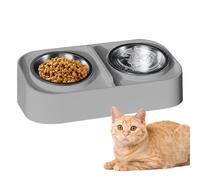 Cat Water and Food Bowl, Kitten Feeding Set, 14,17 x 7,68 x 3,74 pulgadas, Slanted Non-Slip Feeder, Easy Clean Design, Medium Size, Blue, Puppy, Pet Eating, Feeding, Travel, Apartment, City Living