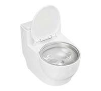 Cat Water Bowl | Raised Toilet Design Anti-Spill Stainless Steel Pet Dish, Non-Skid Base Drinking Feeder For Cats, Small Dogs and Puppies, Practical Indoor Accessory Home Bathroom Kitchen Living Room