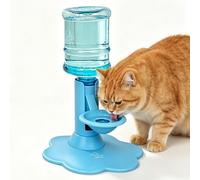 Cat Water Dispenser Stand, Automatic Anti-Tipping Cat Water Bowl, Pet Dispenser Stand, Anti-Tip Cats Bowl with Suction Base, Removable Bowls (Blue)