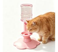 Cat Water Dispenser Stand, Automatic Anti-Tipping Cat Water Bowl, Pet Dispenser Stand, Anti-Tip Cats Bowl with Suction Base, Removable Bowls (Pink)
