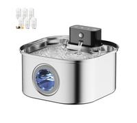 Cat Water Fountain, Bebedero inalámbrico for Mascotas de 3,2 L, de Acero Inoxidable, con Sensor de Movimiento, silencioso, con Filtro, for Perros y Gatos.,for Cats(with 6 Filters)