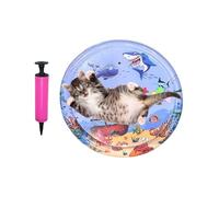 Cat Water Play Mat - Themed Round Sensory | Sensory Multi-function Cool Comfort Inflatable | Interactive Pet Splash Pad for Indoor Outdoor Use, Anti-Leak Durable PVC, Summer Cooling Toy for Kittens &