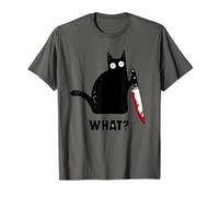 Cat What? Divertida camisa de gato negro, gato asesino con cuchillo Camiseta