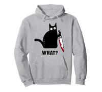 Cat What? Divertida Camisa de Gato Negro, Gato Asesino con Cuchillo Sudadera con Capucha