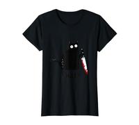 Cat What? Divertido Gato Negro con Cuchillo Halloween Gato Negro Camiseta gráfica económica, Mujer, Negro, XL