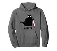 Cat What? Divertido Gato Negro con Cuchillo Halloween Gato Negro Sudadera con Capucha