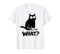 Cat What? Funny Black Cat with Knife Men Women Camiseta