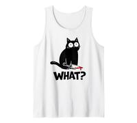 Cat What? Funny Black Cat with Knife Men Women Camiseta sin Mangas