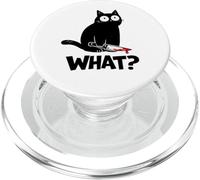 Cat What? Funny Black Cat with Knife Men Women PopSockets PopGrip para MagSafe