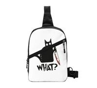 Cat What Murderous Black Cat with Knife Gift Premium Chest Bag Men Sling Crossbody Backpack Chest Bag Daypack Shoulder Bag
