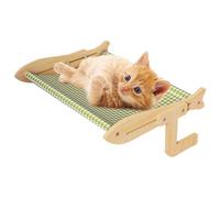 Cat Window Perch, Breathable Side-Mounted Cat Bed with Sturdy Wooden Frame 45x35x18cm, Space-Saving Pet Furniture for Windowsill Bedside Balcony Apartment Patio Lounging