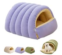 Cat Winter Cave, Cozy Winter Cat Bed, Soft and Warm Cats Dogs House Tent Bed, Comfortable Plush Pet Cave Beds, with Non-Slip Removable Washable Cover (Purple,M)