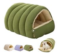 Cat Winter Cave, Cozy Winter Cat Bed, Soft and Warm Cats Dogs House Tent Bed, Comfortable Plush Pet Cave Beds, with Non-Slip Removable Washable Cover (Green,L)