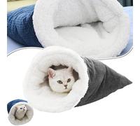 Cat Winter Sleeping Bag, Cat Crinkle Sack Removable Cat Bag for Sleeping 360° Warm Semienclosed Cat Sleeping Bag Bed with Cave, Pet Mat Warming Pad Sack, for Indoor Cats for Small Dogs (Gray)