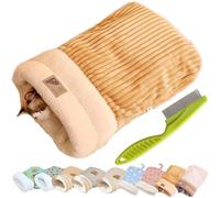 Cat Winter Sleeping Bag, Cat Sleeping Bag, Cat Bed Cave Sleeping Bag, Soft Plush Large Cat Sack Self Warm Cat Bed, Semienclosed Cat Sleeping Bag Bed for Cats and Small Dog (L,B-Brown)