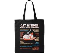 Cat Wisdom Humans Should Learn from Natural - Bolsa de algodón ecológico negro, Black, Talla única