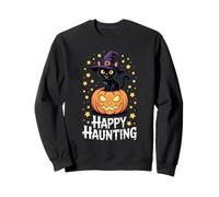 Cat Witch Hat Pumpkin Happy Haunting Sudadera