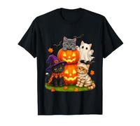Cat Witch Mummy Ghost Kitten Pumpkin Halloween Spooky Season Camiseta