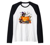 Cat Witch Mummy Ghost Kitten Pumpkin Halloween Spooky Season Camiseta Manga Raglan