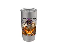 Cat Witch Mummy Ghost Kitten Pumpkin Halloween Spooky Season Vaso térmico de acero inoxidable de doble pared