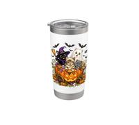 Cat Witch Mummy Ghost Kitten Pumpkin Halloween Spooky Season Vaso térmico de acero inoxidable de doble pared