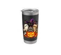 Cat Witch Mummy Ghost Kitten Pumpkin Halloween Spooky Season Vaso térmico de acero inoxidable de doble pared