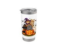 Cat Witch Mummy Ghost Kitten Pumpkin Halloween Spooky Season Vaso térmico de acero inoxidable de doble pared