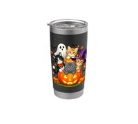 Cat Witch Mummy Ghost Kitten Pumpkin Halloween Spooky Season Vaso térmico de acero inoxidable de doble pared
