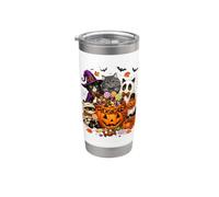 Cat Witch Mummy Ghost Kitten Pumpkin Halloween Spooky Season Vaso térmico de acero inoxidable de doble pared