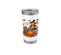 Cat Witch Mummy Ghost Kitten Pumpkin Halloween Spooky Season Vaso térmico de acero inoxidable de doble pared