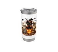 Cat Witch Mummy Ghost Kitten Pumpkin Halloween Spooky Season Vaso térmico de acero inoxidable de doble pared