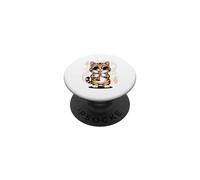 Cat with Sunglasses Playing Recorder Music PopSockets PopGrip Adhesivo