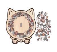 Cat Wooden Puzzle - 135 Piece Animal Shaped Jigsaw Puzzle | 135 Piece Cat Wooden Puzzle with Irregular Animal Shaped Pieces, Morandi Color Cat Themed Jigsaw Puzzle for Adults