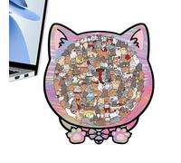 Cat Wooden Puzzle,135 Pieces Fun Challenging Precise Toy | 23.8x21.8x1cm Animal Shape Wood Cut Puzzles | Stylish Shelf Enhancement Toys For Lovers Adults Kids Wall Shelf Home Family Friends