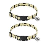 Cat Word - Collares para gatos con hebilla ajustable negra, paquete de 2 collares ligeros para mascotas para gatos y perros