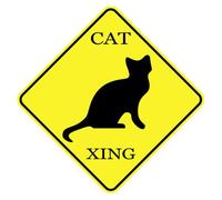 Cat XING - Señal de advertencia de cruce de gatos - Letrero cuadrado de aluminio de 30 x 30 cm - Divertidos letreros de ralentización para patio, carretera, granja, decoración del hogar - Regalos de