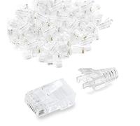 Cat6 RJ45 8P8C Extremos Pass a través de Conectores Cat5 5e Cat6 6a Ethernet Cable Crimp Conectores Estándar RJ45 Plug UTP Cable Solid Network Cable Clear Head (100 Unidades)