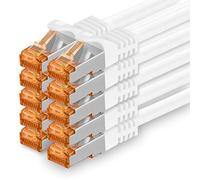 Cat7 Cable de Red Ethernet LAN - 0,5m - Bianco - 10 Piezas Cat 7 Sftp Pimf Lszh - 10 GB s RJ45 Connectores Cat6a compatible con Cat5 Cat6 Cat.7 Cat8