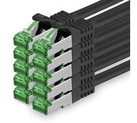 Cat7 Cable de Red Ethernet LAN 0,5m - Negro - 10 Piezas - Sftp Pimf Lszh - 10 GB s RJ45 Connectores Cat6a compatible con Cat5 Cat6 Cat7a Cat8
