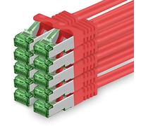 Cat7 Cable de Red Ethernet LAN 0,5m - Rojo - 10 Piezas - Sftp Pimf Lszh - 10 GB s RJ45 Connectores Cat6a compatible con Cat5 Cat6 Cat7a Cat8