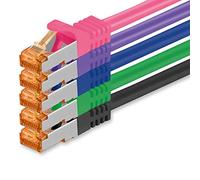 Cat7 Cable de Red Ethernet LAN - 1m - 5 colores - 5 piezas - 02 Cat 7 Sftp Pimf Lszh - 10 GB s RJ45 Connectores Cat6a compatible con Cat5 Cat6 Cat.7 Cat8
