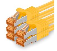Cat7 Cable de Red Ethernet LAN - 1m - Amarillo - 5 Piezas Cat 7 Sftp Pimf Lszh - 10 GB s RJ45 Connectores Cat6a compatible con Cat5 Cat6 Cat.7 Cat8