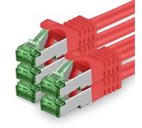 Cat7 Cable de Red Ethernet LAN 3m - Rojo - 5 Piezas - Sftp Pimf Lszh - 10 GB s RJ45 Connectores Cat6a compatible con Cat5 Cat6 Cat7a Cat8