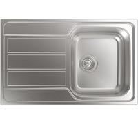 CATA FREGADERO CDL 1 Reversible con Cubeta Cuadrada con Escurridor Profundidad de la Cubeta 18 cm Instalación en Mueble de 45 cm Base con Fondo Absorbente Válvula Canasta 3 1/2" Ancho 77 cm Color Inox