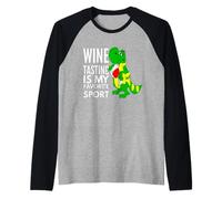 CATA DE VINOS ES MI Deporte Favorito Divertido Amante del Vino Dino Camiseta Manga Raglan