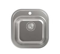 Cata Fregadero Cocina Sobre Encimera CS-1, 1 Cubeta Cuadrada 46,5x48,5 cm, Profundidad 16,5cm, Grosor 0,8mm, Fonoabsorbente, Acero Inoxidable AISI, Accesorios Incluidos, Color Gris